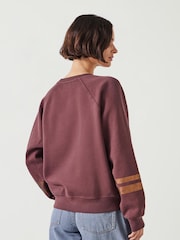 Hush Brown Gemma Foil Stripe Relaxed 100% Cotton Sweatshirt - Image 2 of 3