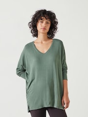 Hush Green Gillian Wide Jersey V-Neck Top - Image 1 of 4