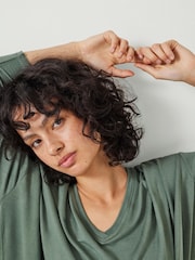 Hush Green Gillian Wide Jersey V-Neck Top - Image 3 of 4