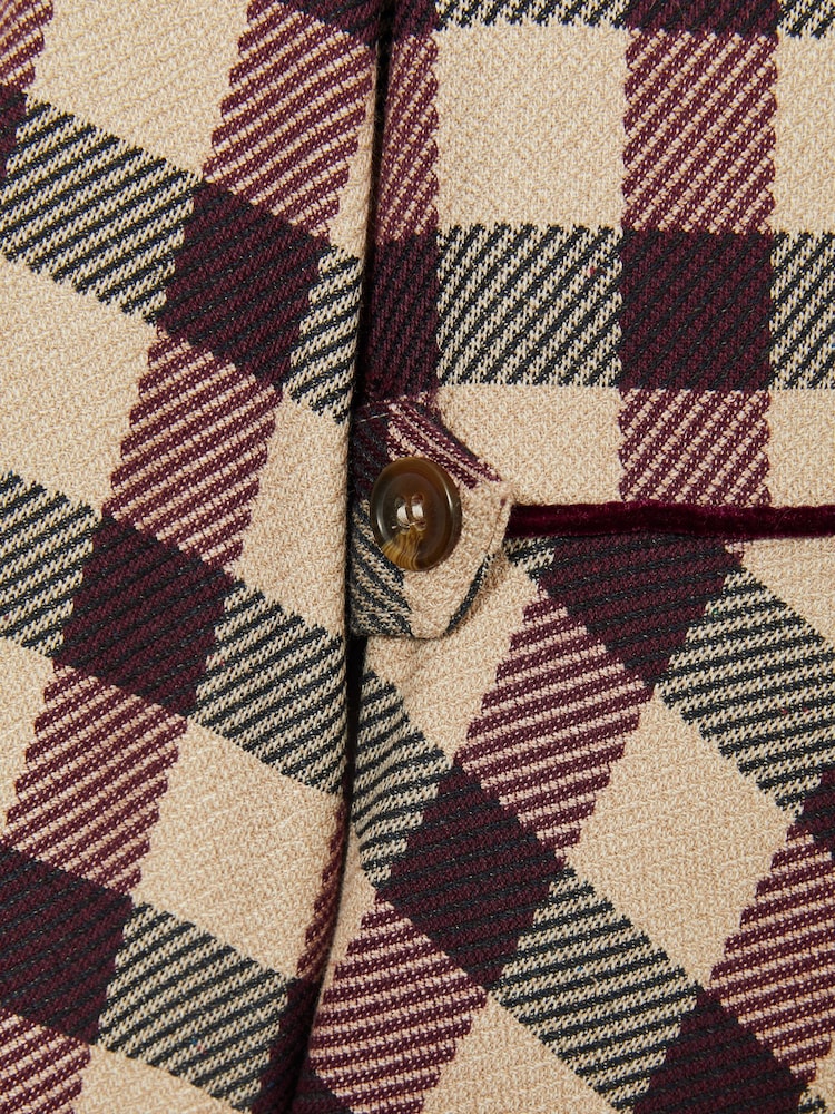Reiss Burgundy Elif 13-14 yrs Check Piped Pleated Dress - Image 4 of 4