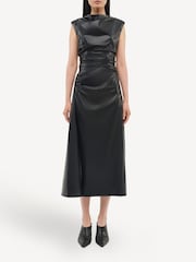 Simkhai Black Burke Draped Midi Dress - Image 1 of 5