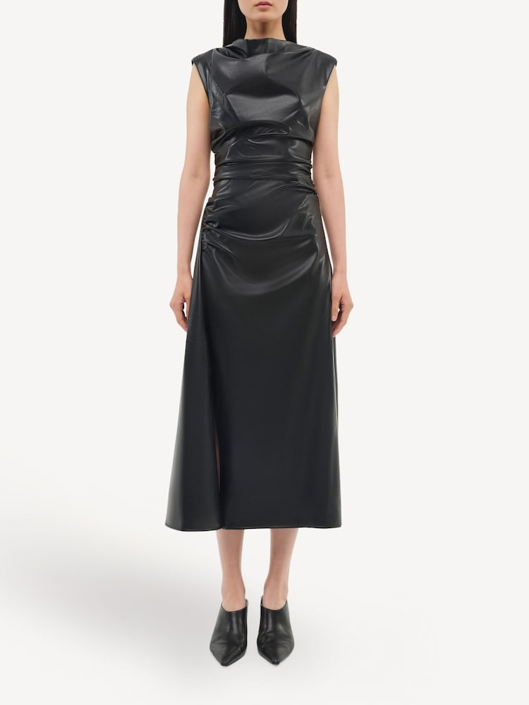 Simkhai Black Burke Draped Midi Dress - Image 1 of 5