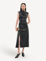 Simkhai Black Burke Draped Midi Dress - Image 3 of 5