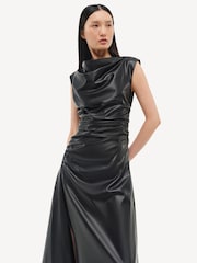 Simkhai Black Burke Draped Midi Dress - Image 5 of 5