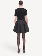 Simkhai Black Kenz Knit Combo Ruffle Mini Dress - Image 2 of 5