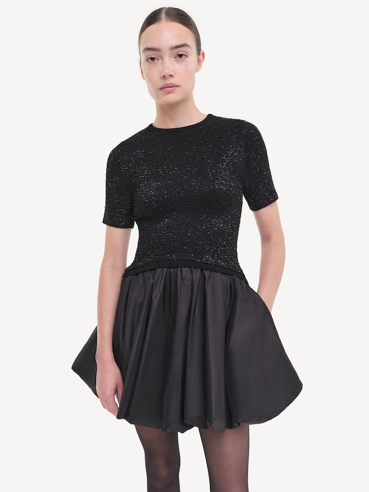 Simkhai Black Kenz Knit Combo Ruffle Mini Dress - Image 5 of 5