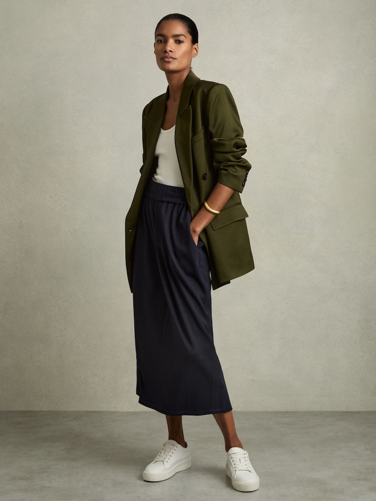 Reiss Nora Wool-Blend Ruched Jersey Midi Skirt - Bild 1 von 6 Reiss Nora Wool-Blend Ruched Jersey Midi Skirt - Bild 1 von 6