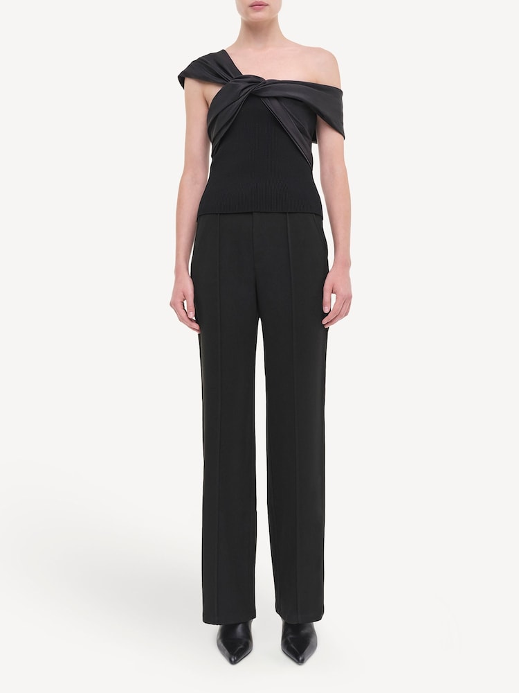 Simkhai Black Celiana Knit Shoulder Tie Top - Image 1 of 5