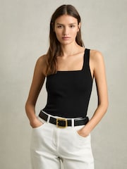 Reiss Black Harper Knitted Square Neck Vest - Image 1 of 7
