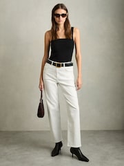 Reiss Black Harper Knitted Square Neck Vest - Image 3 of 7
