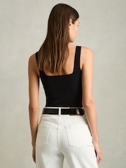 Reiss Black Harper Knitted Square Neck Vest - Image 5 of 7