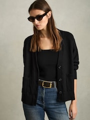 Negru - Cardigan gros tricotat Reiss Harper - Image 1 of 6