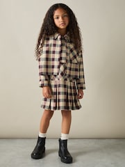 Reiss Burgundy Elif 9-13 yrs Oversized Woven Check Shirt - Image 1 of 4