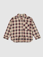 Reiss Burgundy Elif 9-13 yrs Oversized Woven Check Shirt - Image 2 of 4