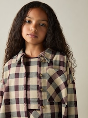 Reiss Burgundy Elif 9-13 yrs Oversized Woven Check Shirt - Image 3 of 4