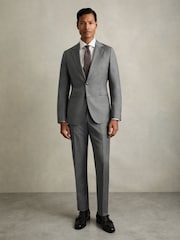 Reiss Grey Aspire Slim-Fit Wool Suit Trousers - Image 1 of 7