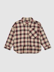 Reiss Burgundy Elif 13-14 yrs Oversized Woven Check Shirt - Image 1 of 4