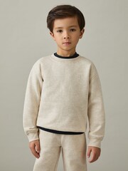 Reiss Ivory Marl Avery Cotton-Blend Sweatshirt and Joggers Set - Image 1 of 4