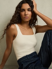 Reiss Ivory Harper Knitted Square Neck Vest - Image 1 of 7