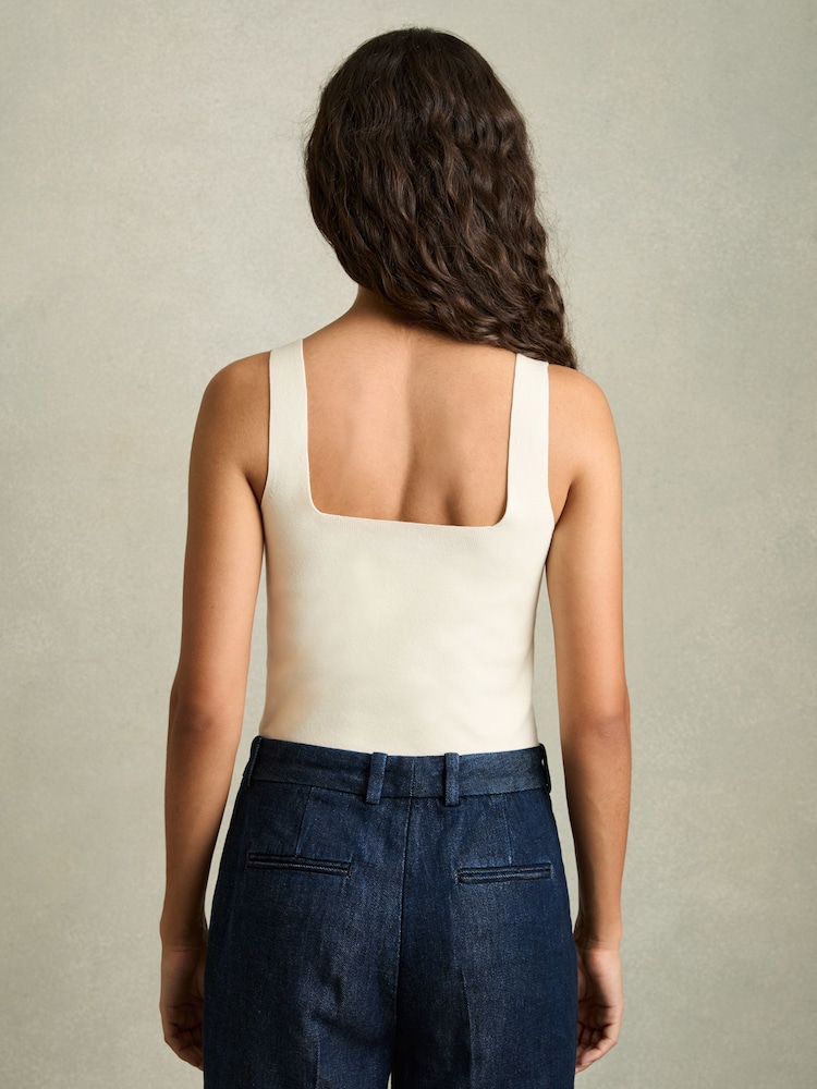Reiss Ivory Harper Knitted Square Neck Vest - Image 4 of 7
