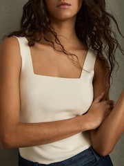 Reiss Ivory Harper Knitted Square Neck Vest - Image 5 of 7
