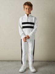 Reiss White/Emerald Green Montane Interlock Velour-Stripe Half-Zip Sweatshirt - Image 2 of 4
