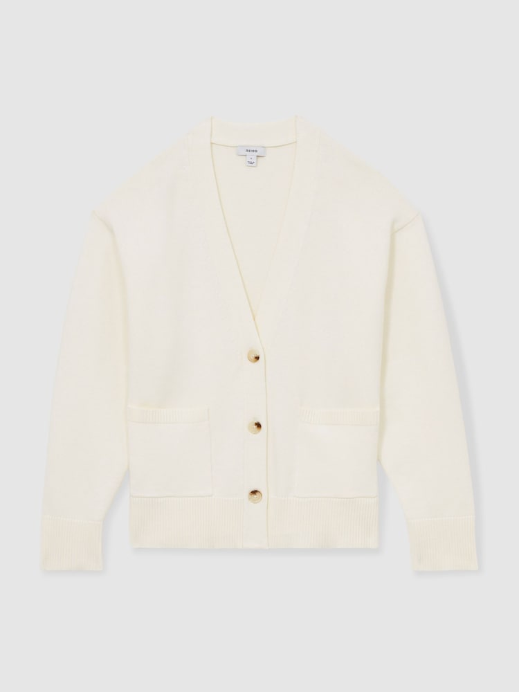 Fildeș - Cardigan gros tricotat Reiss Harper - Image 2 of 6