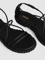 Reiss Libby Geflochtene flache Ledersandalen - Bild 4 von 5