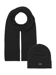 JACK & JONES Black Hat and Scarf Gift Box Set - Image 1 of 3