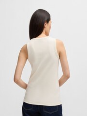 BOSS White Crystal Logo Tank Top In Stretch Cotton - Image 2 of 5