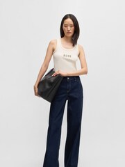 BOSS White Crystal Logo Tank Top In Stretch Cotton - Image 3 of 5