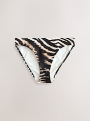 Black/Cream Zebra High Leg Print Bikini Bottoms - Image 6 of 9