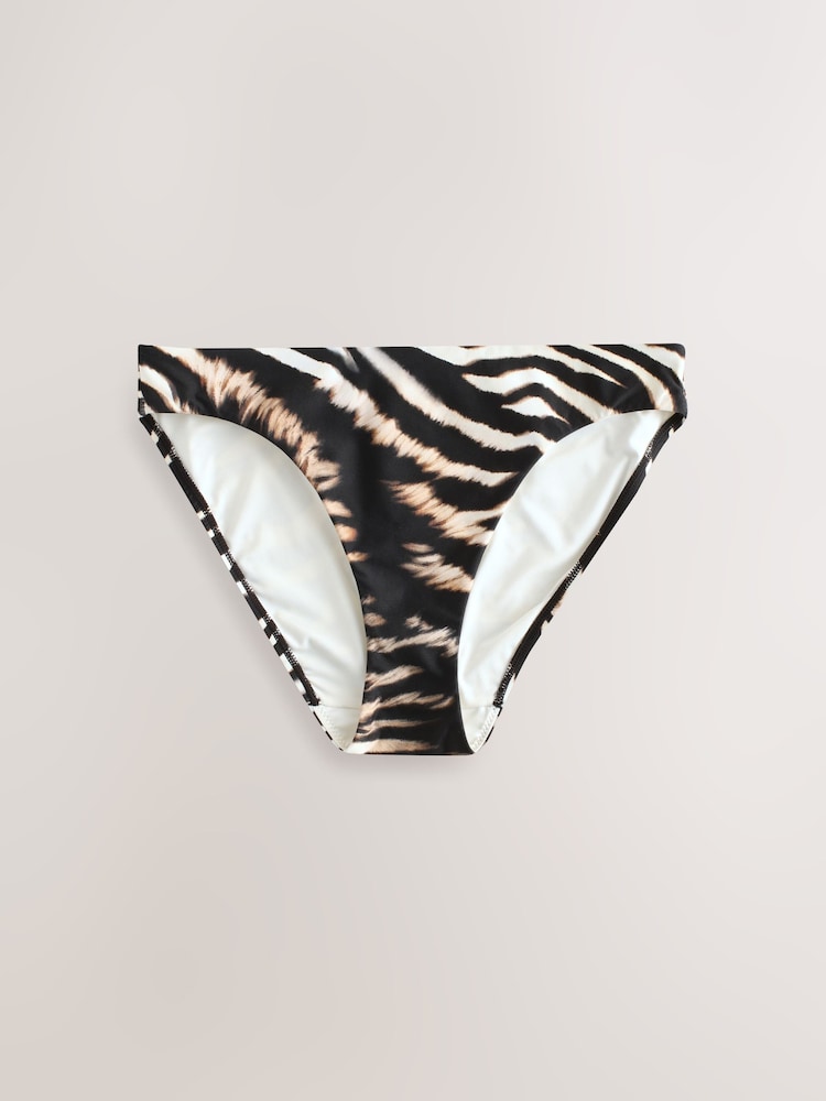 Black/Cream Zebra High Leg Print Bikini Bottoms - Image 6 of 9