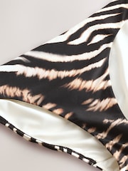 Black/Cream Zebra High Leg Print Bikini Bottoms - Image 7 of 9