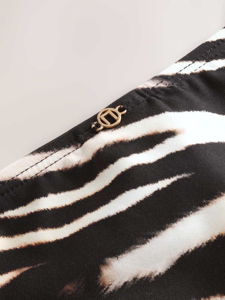 Black/Cream Zebra High Leg Print Bikini Bottoms - Image 9 of 9