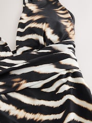Black/Cream Zebra Plunge Tummy Control Swimsuit - Image 8 of 9