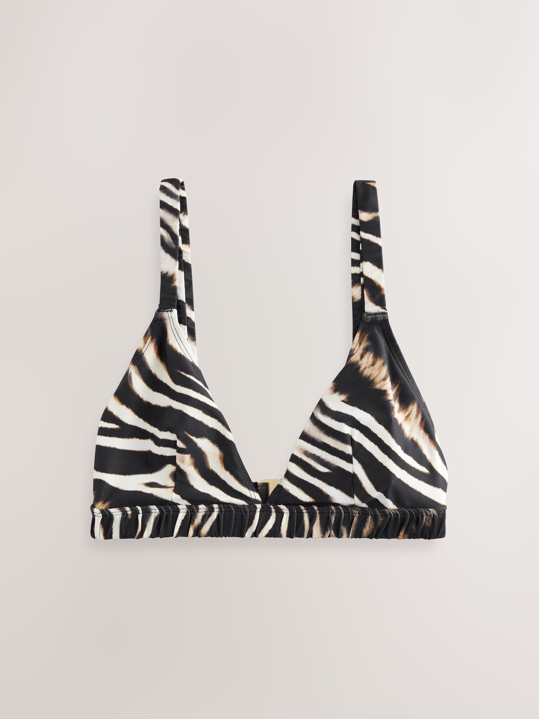 Buy Black/Animal Ruched Strap Triangle Bikini Top from Next Romania