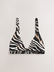 Black/Animal Ruched Strap Triangle Bikini Top - Image 5 of 7