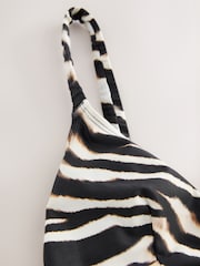 Black/Animal Ruched Strap Triangle Bikini Top - Image 6 of 7