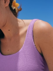 Lilac Purple Scoop Neck Tummy Control Swimsuit - Image 5 of 9