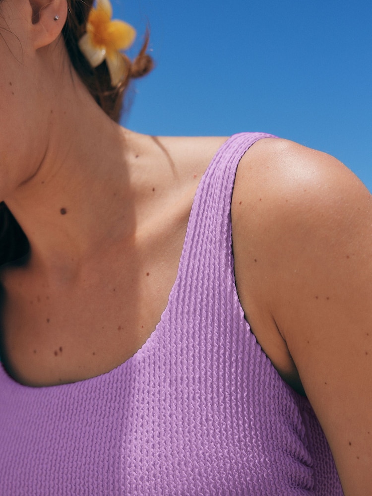 Lilac Purple Scoop Neck Tummy Control Swimsuit - Image 5 of 9