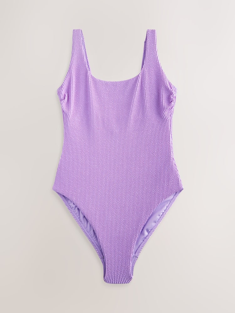 Lilac Purple Scoop Neck Tummy Control Swimsuit - Image 7 of 9