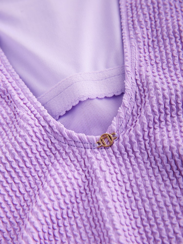 Lilac Purple Scoop Neck Tummy Control Swimsuit - Image 9 of 9