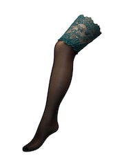 Pour Moi Black Deep Eyelash 15 Denier Lace Hold-Ups - Image 4 of 4