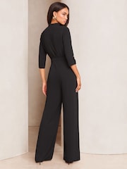 Lipsy Black Utility 3/4 Sleeve Jumpsuit - Image 4 of 4