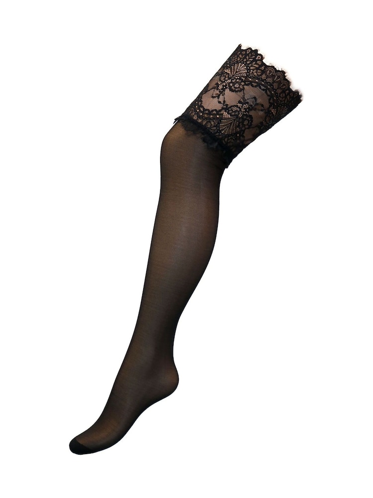 Pour Moi Black Dark Deep Eyelash 15 Denier Lace Hold-Ups - Image 3 of 3