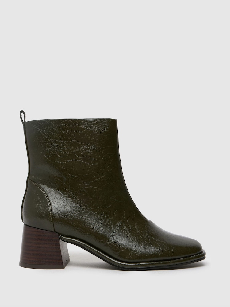 Schuh Green Bowie Block Croc Effect Boots - Image 1 of 4