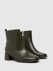 Schuh Green Bowie Block Croc Effect Boots - Image 2 of 4