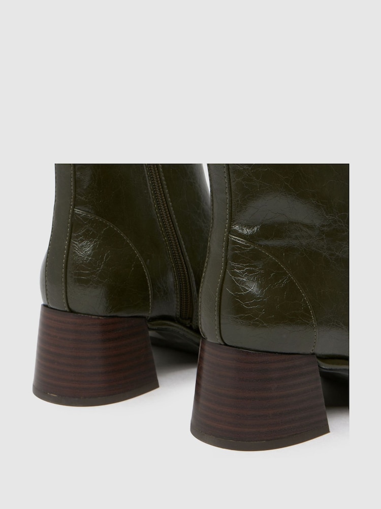 Schuh Green Bowie Block Croc Effect Boots - Image 4 of 4
