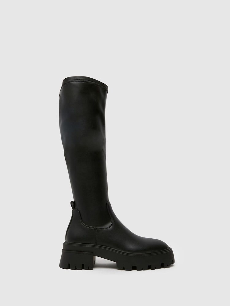 Schuh Dasha Chunky High Knee High Black Boots - Image 1 of 4 Schuh Dasha Chunky High Knee High Black Boots - Image 1 of 4